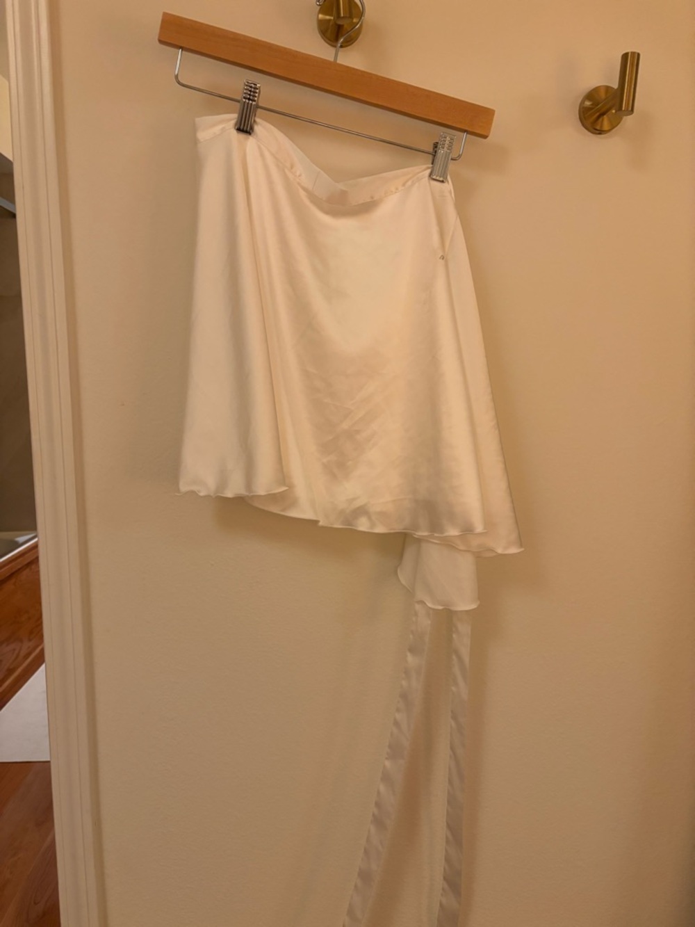White Satin Asymmetric Wrap Skirt